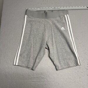 Adidas Gray 3-Stripes Biker Shorts Size L | Comfy Stretch Active Lounge